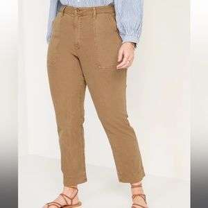 High-Waisted Straight Canvas Workwear Pants